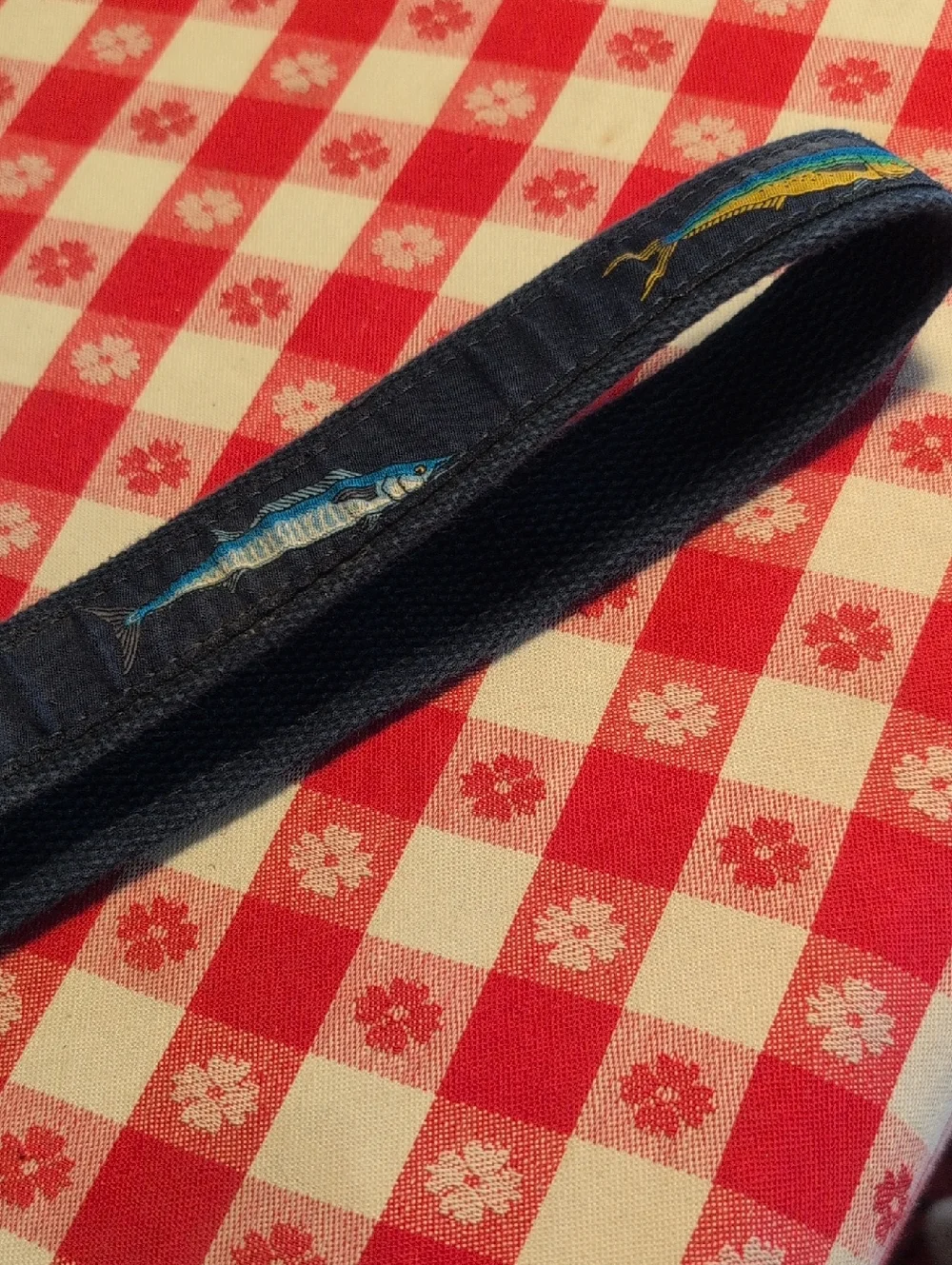 Warm Water Trophy Fish Belt,Authentic Leather,Solid Brass,Hand Embroidered Fish